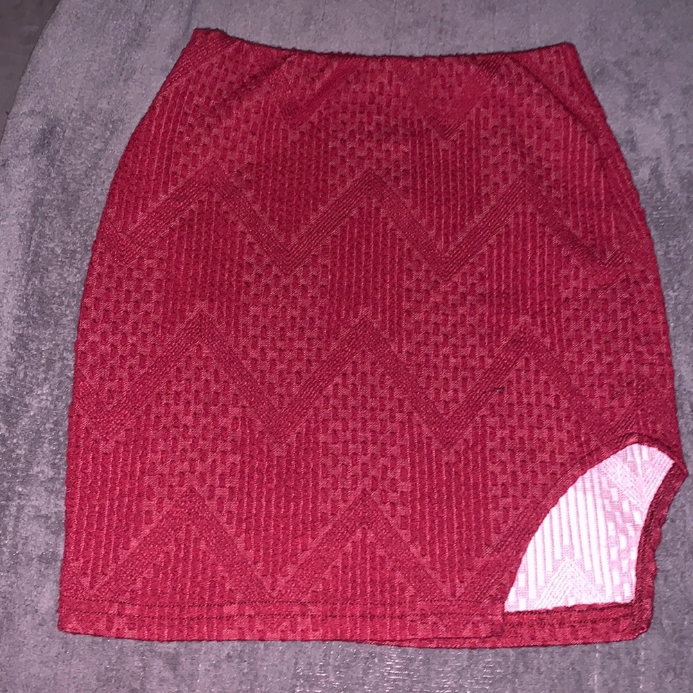 Split Textured Mini Bodycon Skirt